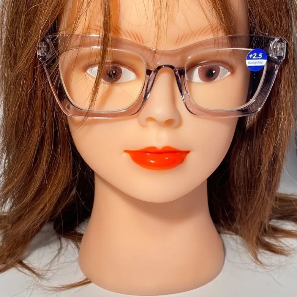 1071 Gretchen Reading Glasses 2.5 Square Clear Gray Frames Oversize NWT